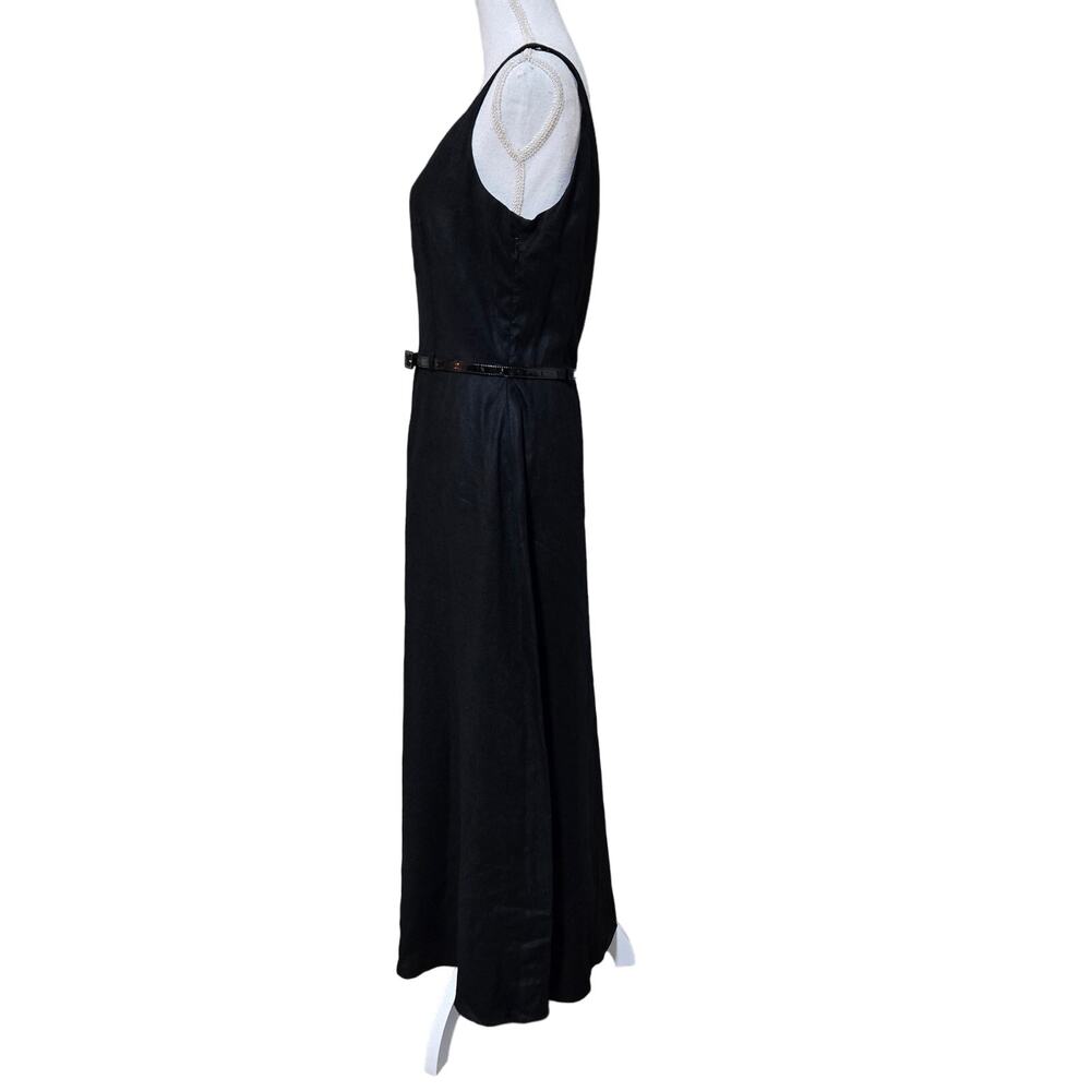 Laundry by Shelli Segal Vintage Linen Dress Size 10 Black Preppy Old Money Chic - Picture 5 of 10